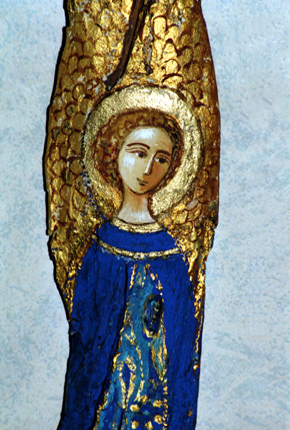 Ange peint sur écorce à la manière d'icône