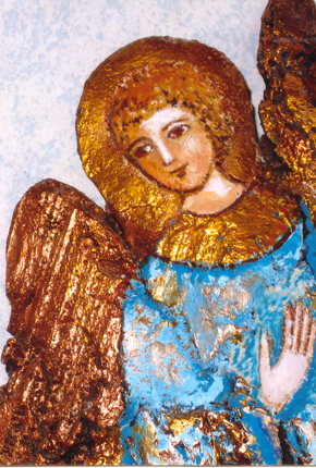 Ange peint sur écorce à la manière d'icône
