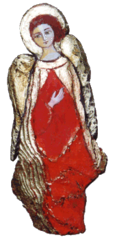 Ange peint sur écorce