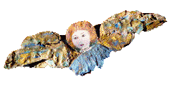Angelot peint sur écorce